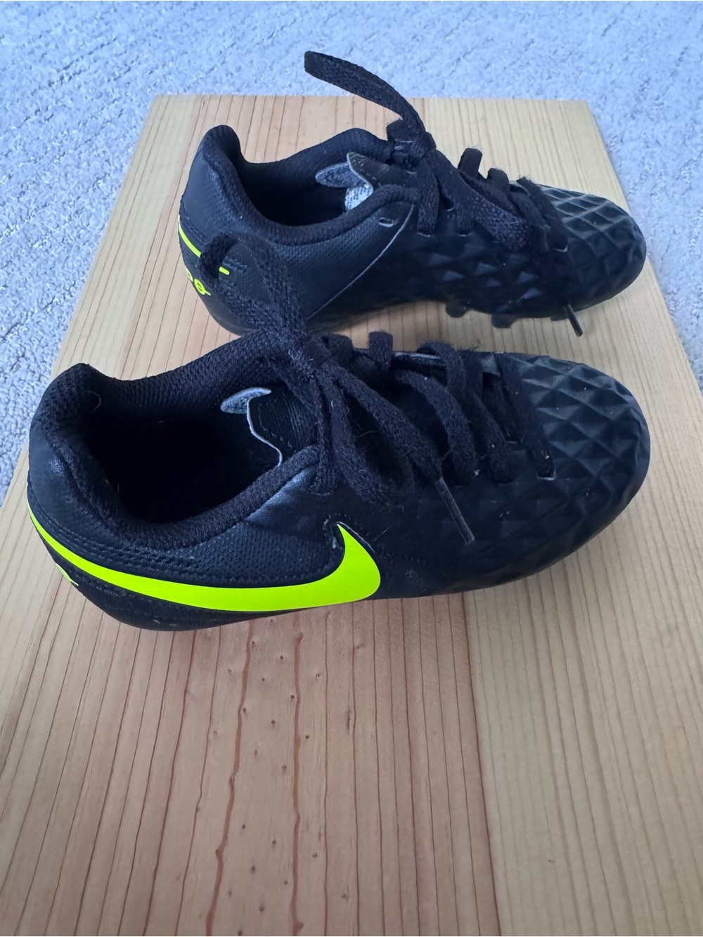 2/$20 Nike Tiempo Soccer Cleats Black Volt Kids Toddler Size 10C
